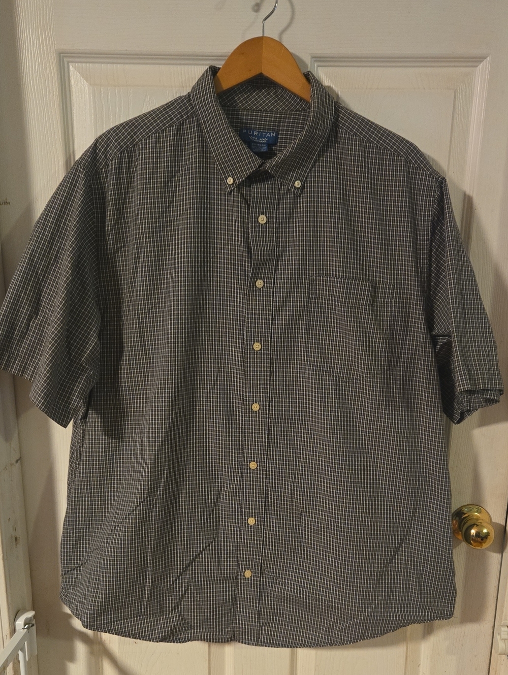 Puritan Short-Sleeve Button-Up Plaid Shirt